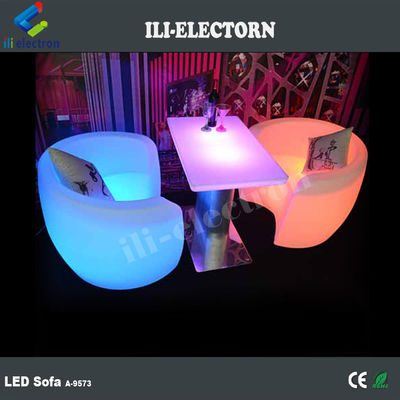 Mobiliário comercial PE plástico LED, sofá de salão iluminado LED