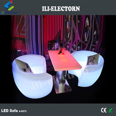 Mobiliário comercial PE plástico LED, sofá de salão iluminado LED