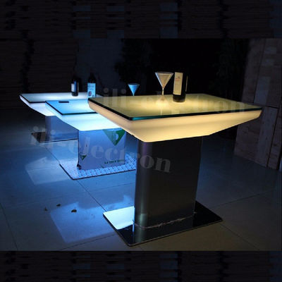 Iluminação com comando remoto RGB, mesa de estar quadrada de plástico