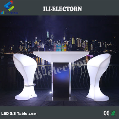Iluminação com comando remoto RGB, mesa de estar quadrada de plástico