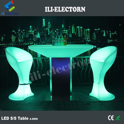 Iluminação com comando remoto RGB, mesa de estar quadrada de plástico