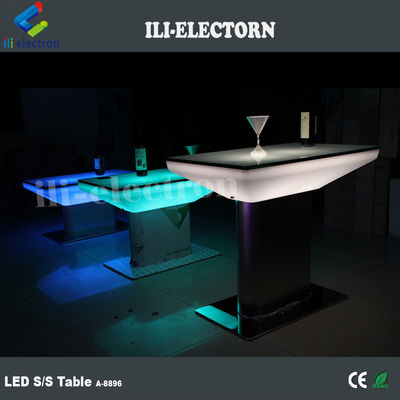 Iluminação com comando remoto RGB, mesa de estar quadrada de plástico