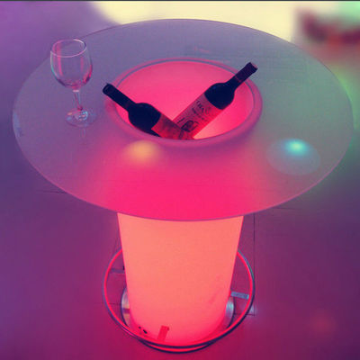 Mesa de Cocktail LED, mesa de café iluminada com balde de gelo.