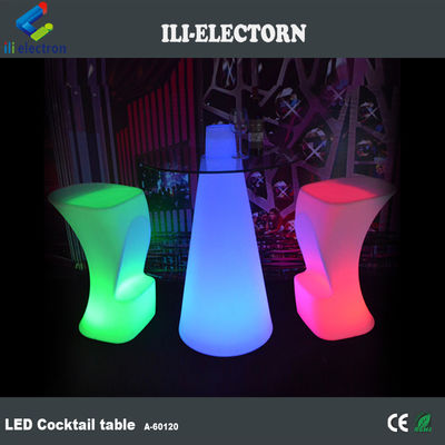 Mobiliário de barra com iluminação RGB de topo alto, mesa de cocktail led