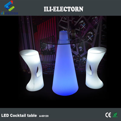 Mobiliário de barra com iluminação RGB de topo alto, mesa de cocktail led