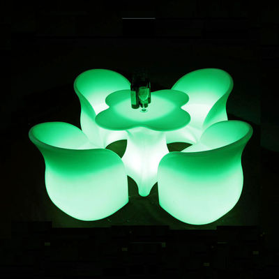 Mobiliário em forma de flor LED brilhante Mesa de café para comercial