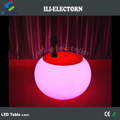 Plástico recarregável Mesa de café redonda iluminada