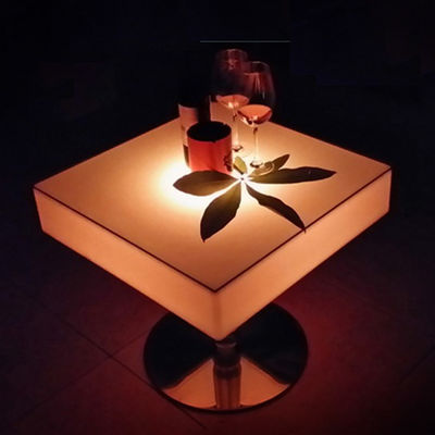 Quadrado comercial LED ilumina mesas de cocktail recarregáveis com aço inoxidável