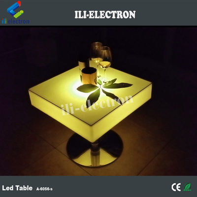 Quadrado comercial LED ilumina mesas de cocktail recarregáveis com aço inoxidável