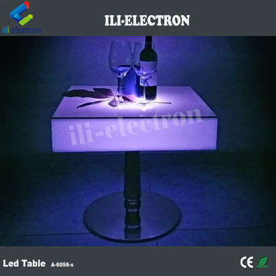 Quadrado comercial LED ilumina mesas de cocktail recarregáveis com aço inoxidável