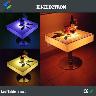 Quadrado comercial LED ilumina mesas de cocktail recarregáveis com aço inoxidável