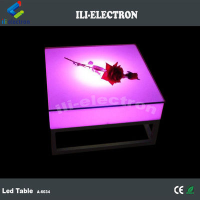 Mesa luminosa de plástico quadrado portátil com prateleira de metal