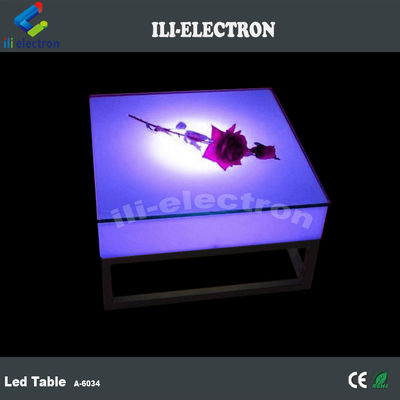 Mesa luminosa de plástico quadrado portátil com prateleira de metal