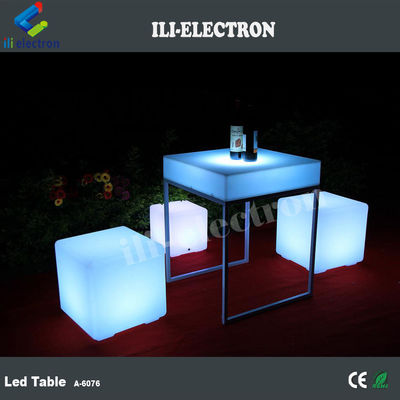 Mesa luminosa de plástico quadrado portátil com prateleira de metal