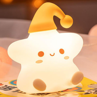 Presente criativo estrelas lâmpada de silicone pat quarto lado de cama led pequena luz noturna lindo presente de aniversário das crianças