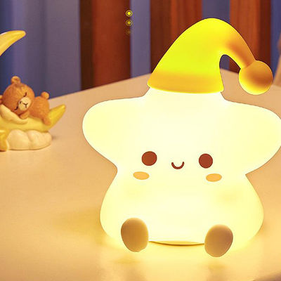 Presente criativo estrelas lâmpada de silicone pat quarto lado de cama led pequena luz noturna lindo presente de aniversário das crianças