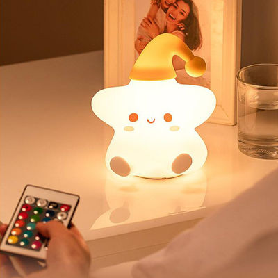 Presente criativo estrelas lâmpada de silicone pat quarto lado de cama led pequena luz noturna lindo presente de aniversário das crianças