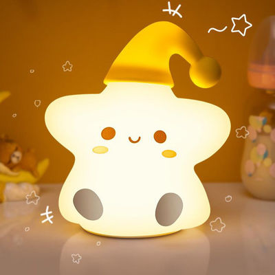 Presente criativo estrelas lâmpada de silicone pat quarto lado de cama led pequena luz noturna lindo presente de aniversário das crianças