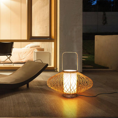 3500K Lâmpada de mesa de bambu de rotão branco quente Para controle de interruptor de quarto