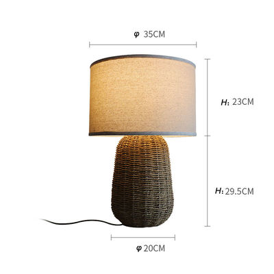 Lâmpada de mesa de Rattan sustentável, Lâmpada de cama de Rattan durável