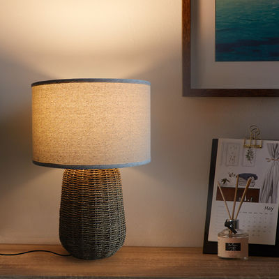 Lâmpada de mesa de Rattan sustentável, Lâmpada de cama de Rattan durável