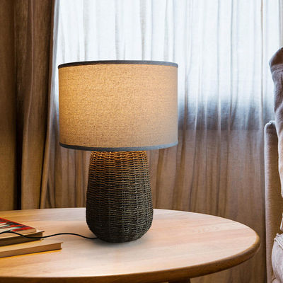 Lâmpada de mesa de Rattan sustentável, Lâmpada de cama de Rattan durável