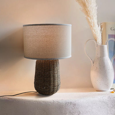 Lâmpada de mesa de Rattan sustentável, Lâmpada de cama de Rattan durável