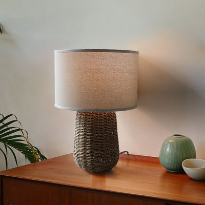 Lâmpada de mesa de Rattan sustentável, Lâmpada de cama de Rattan durável