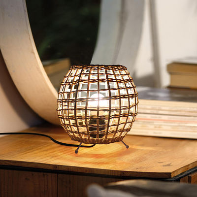 pequena Lâmpada de mesa de bola de rotão criativa Lâmpada de mesa decorativa de rotão art rotão tecido de quarto