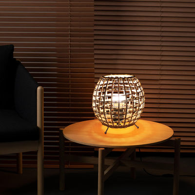pequena Lâmpada de mesa de bola de rotão criativa Lâmpada de mesa decorativa de rotão art rotão tecido de quarto