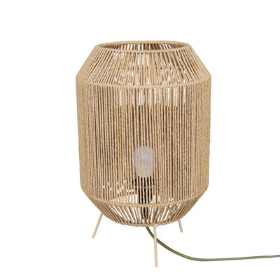 Lâmpada de mesa de Rattan de Vintage, Lâmpada de mesa Wabi Sabi feita à mão para a família.