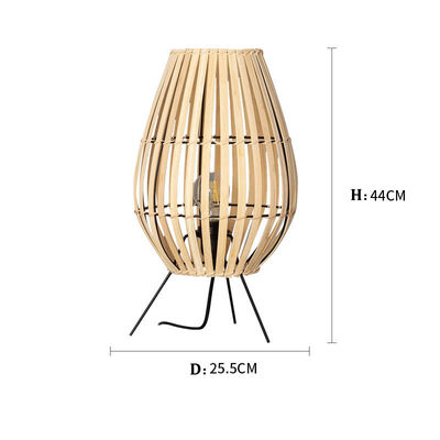 Lâmpada de cabeceira de quarto estilo chinês lâmpada de ambiente da sala de chá lâmpada de mesa de bambu de rotão