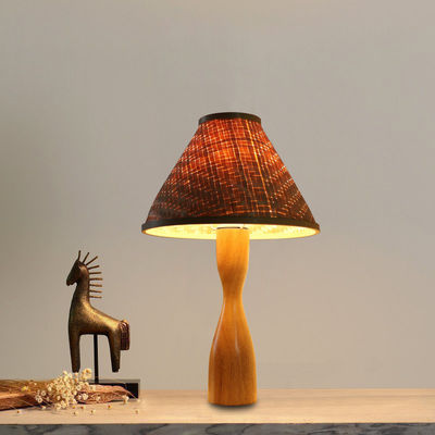 Lâmpada de mesa de bambu natural moderna e estante para decoração doméstica