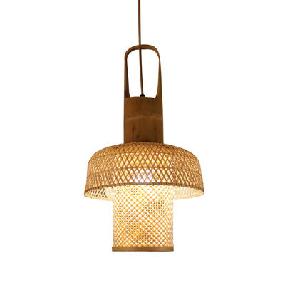 Lanternas de bambu chinês penduradas lâmpadas de bambu lustre tecido