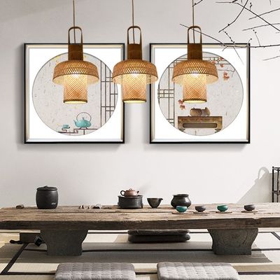 Lanternas de bambu chinês penduradas lâmpadas de bambu lustre tecido