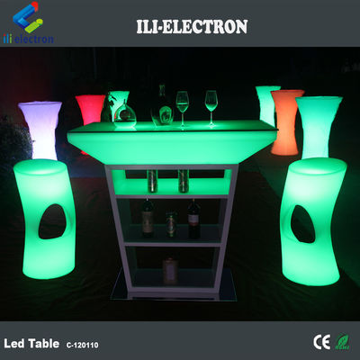 Tabela de coquetel LED de plástico PE com modos de iluminação de estroboscópio e alimentada por bateria de lítio recarregável