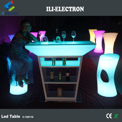 Tabela de coquetel LED de plástico PE com modos de iluminação de estroboscópio e alimentada por bateria de lítio recarregável