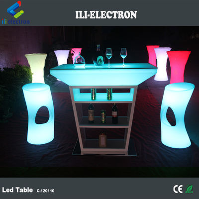 Tabela de coquetel LED de plástico PE com modos de iluminação de estroboscópio e alimentada por bateria de lítio recarregável