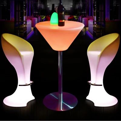 Remote Control Adaptador manual PE Plástico Iluminado LED Cocktail Table para discotecas