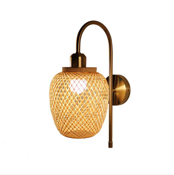 Lâmpadas de parede de bambu tecido Nodic para decoração de quartos e salas de estar