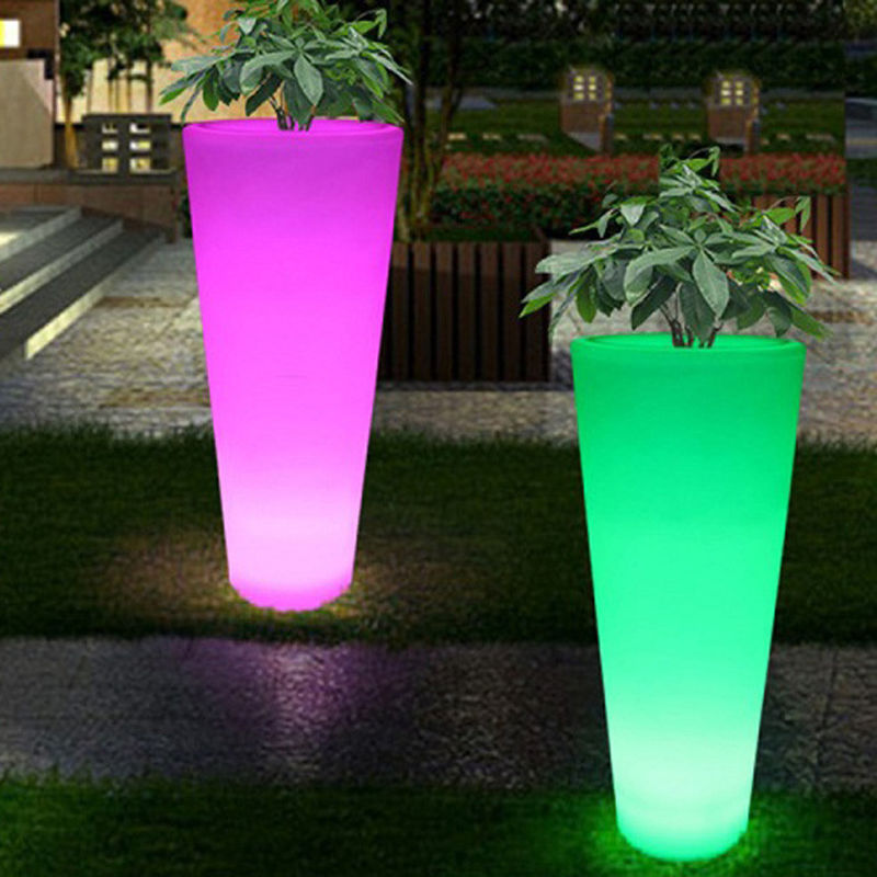 Controlos remotos de mudança de cor Led Flower Pot para lojas de bebidas