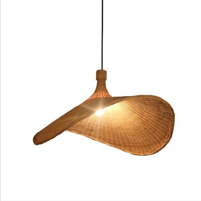Iluminação em forma de chapéu, lâmpada de bambu, decoração, lâmpadas pendentes de rotão para clubes de lojas