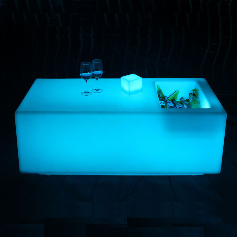 Tabela de balde de gelo iluminado exterior resistente à mudança de cor