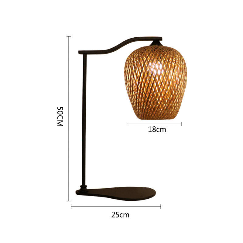 Lâmpada de mesa de bambu natural moderna e estante para decoração doméstica