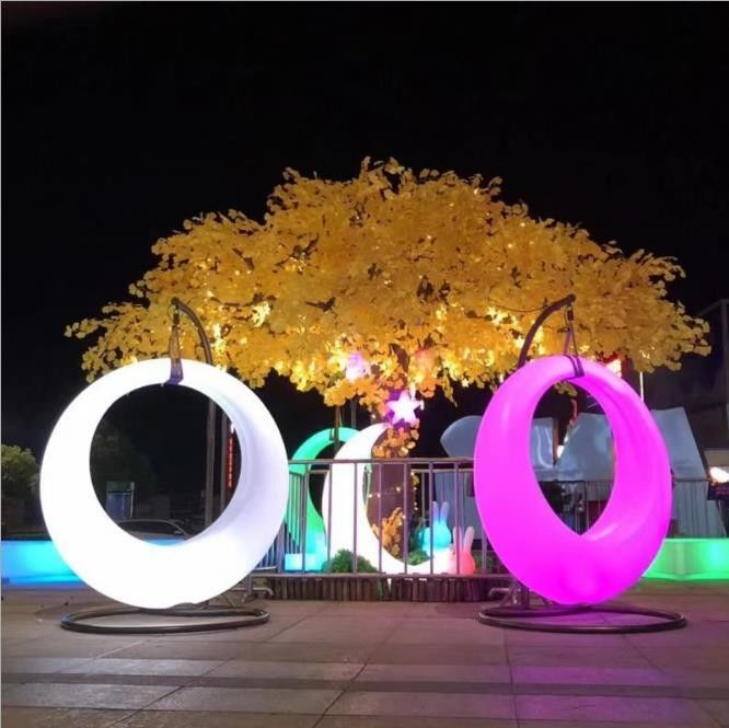 Entretenimento ao ar livre iluminação de cadeira de balanço pendurada colorida controle remoto LED iluminado balanço